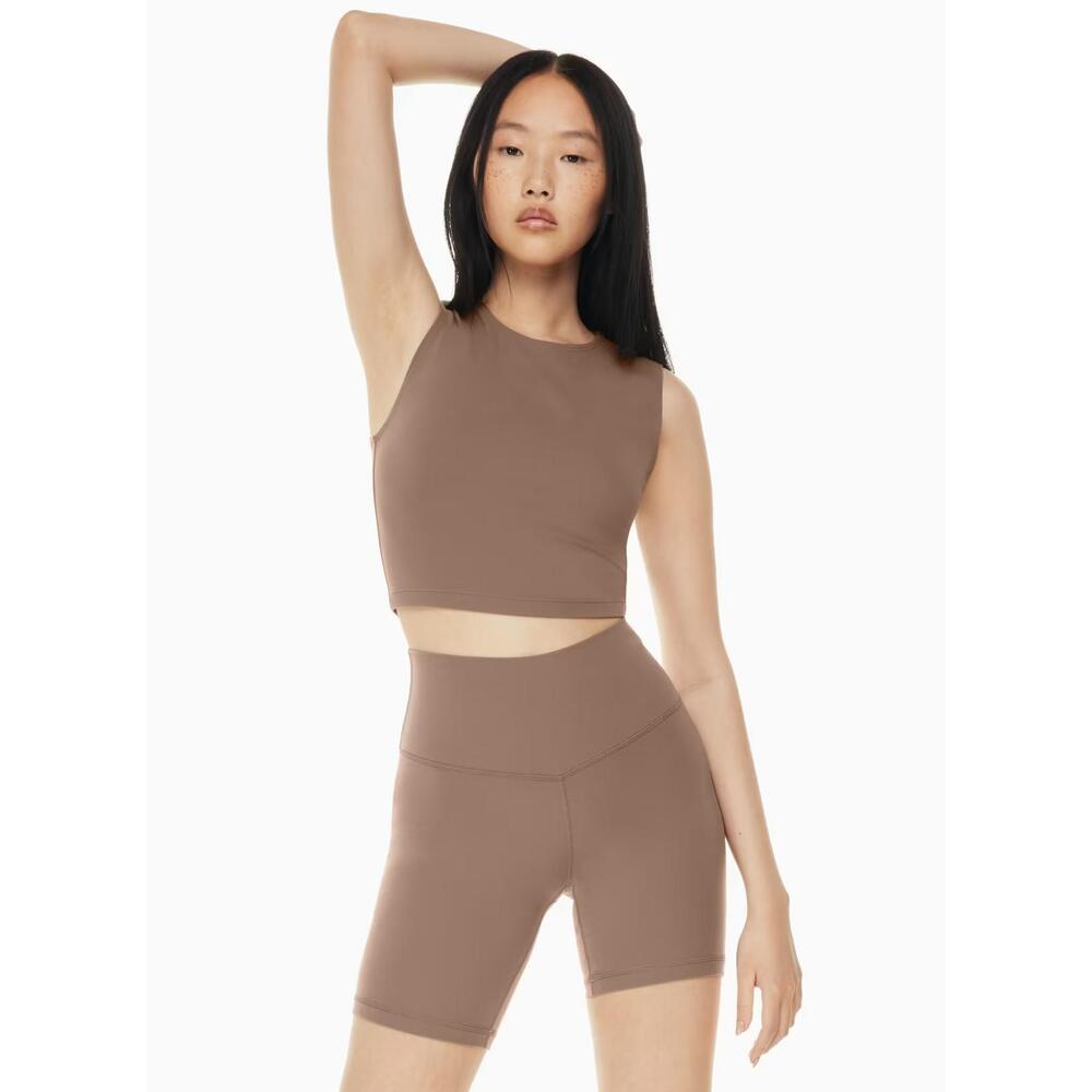 NEW Aritzia TNA Butter Atmosphere 7" High Waisted Bike Shorts Tan Brown Size XS